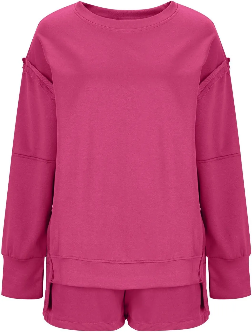 2 Piece Outfits For Women Oversized Crew Neck Sweatshirts And Shorts Tracksuit Set Casual Fall Sweatsuit Lounge Sets