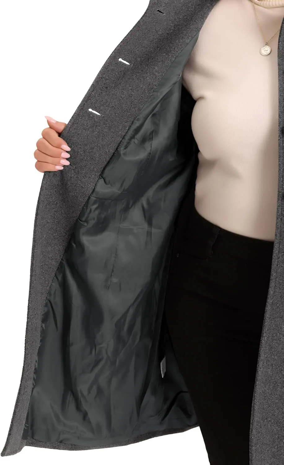 Agnes Orinda Plus Size Coats for Women Fall Winter Classic Single Breasted Pea Trench Long Coat with Pockets