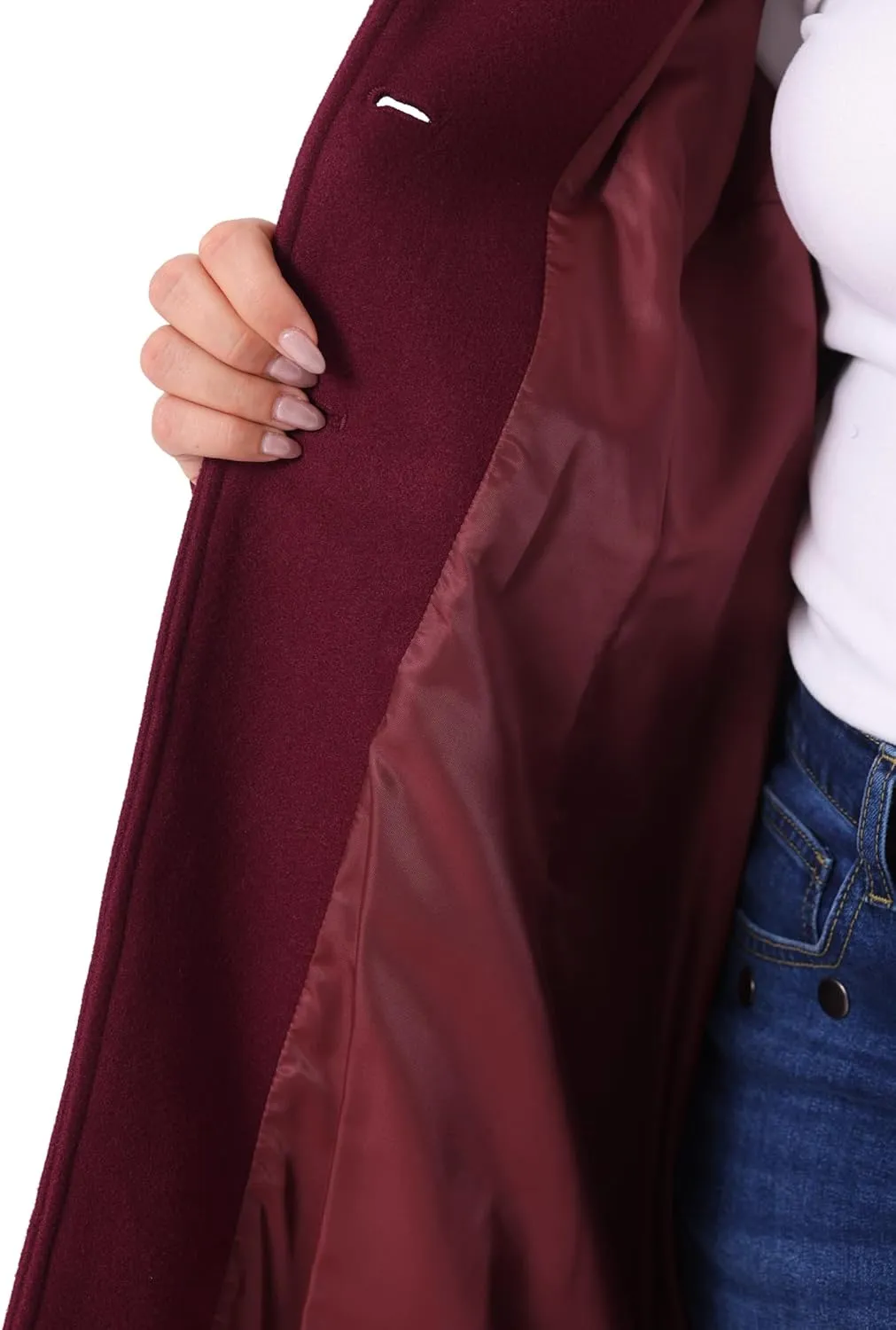 Agnes Orinda Plus Size Coats for Women Fall Winter Classic Single Breasted Pea Trench Long Coat with Pockets