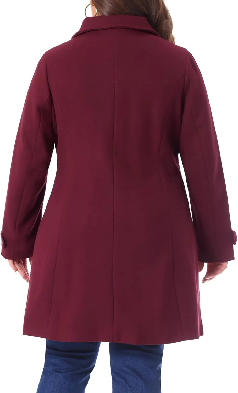 Agnes Orinda Plus Size Coats for Women Fall Winter Classic Single Breasted Pea Trench Long Coat with Pockets