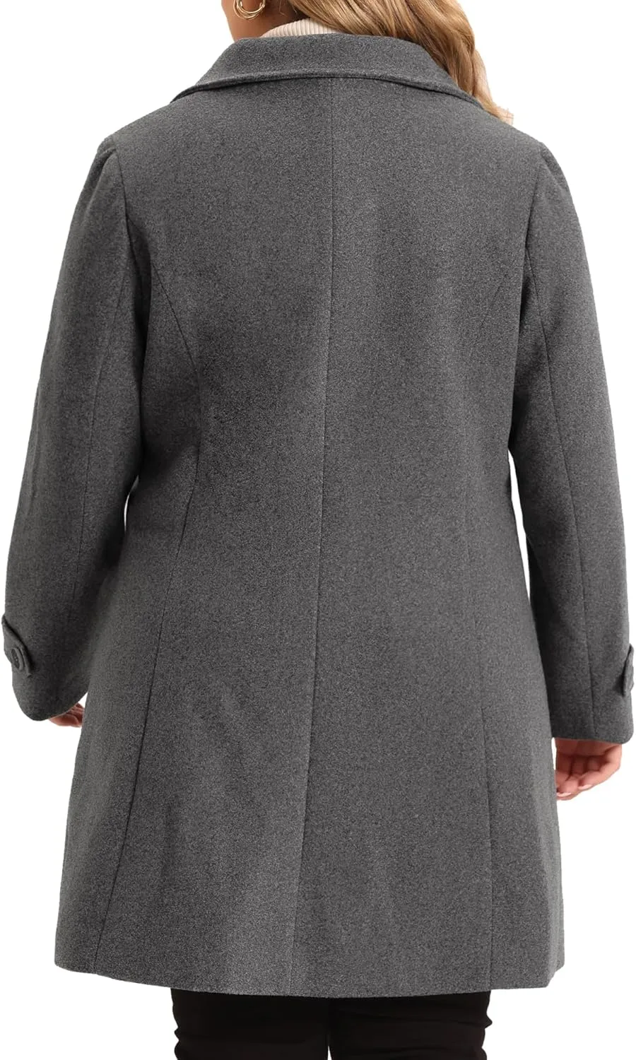 Agnes Orinda Plus Size Coats for Women Fall Winter Classic Single Breasted Pea Trench Long Coat with Pockets