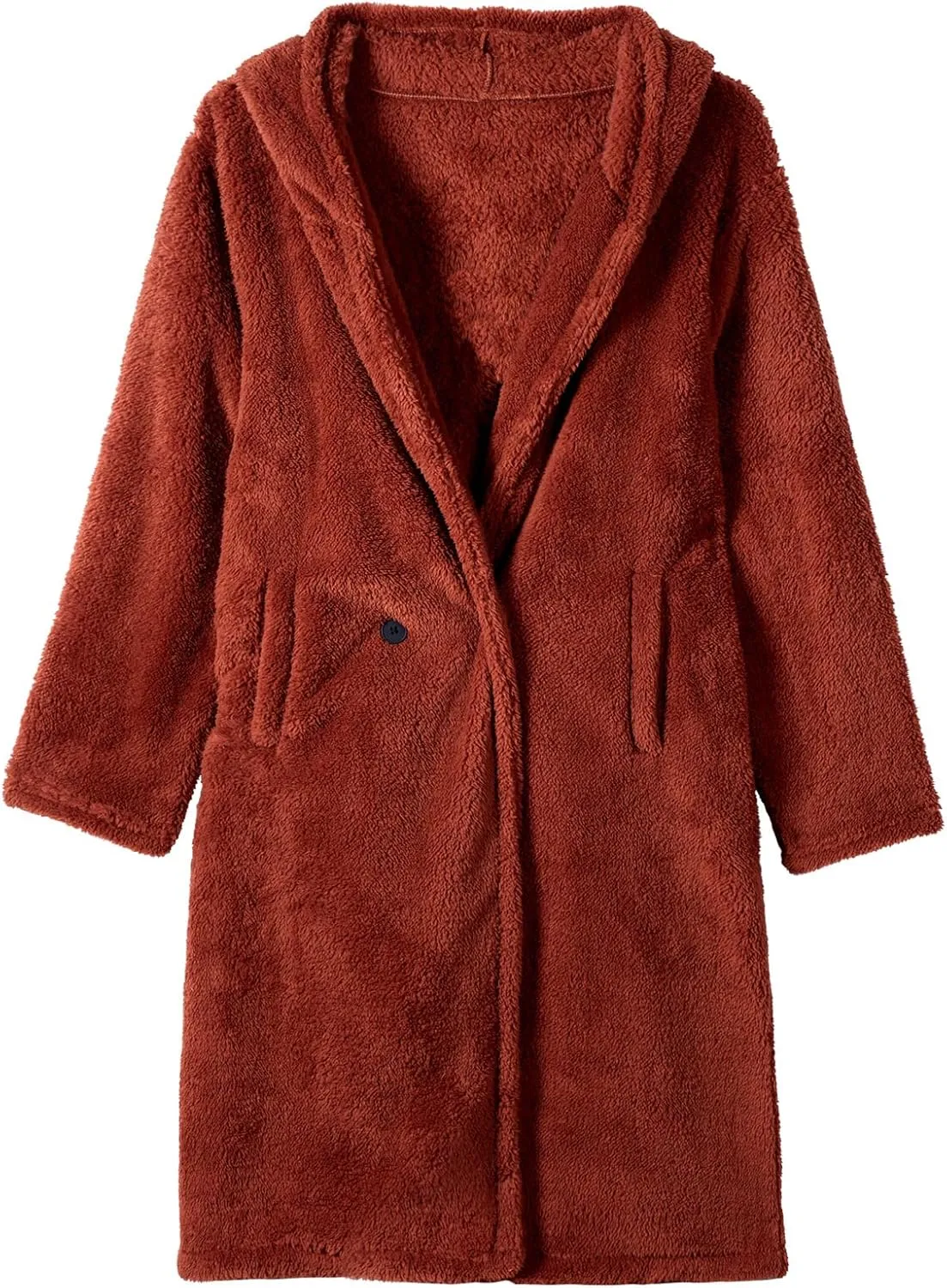 Akivide Women Winter Coat Hooded Fuzzy Fleece Warm Button Down Long Warm Outwear Jackets with Pockets
