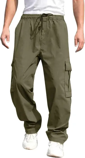 Alalaso Mens Cargo Pants,Elastic Waist Sweatpants for Men Casual Long Trousers Light Jogger Pants