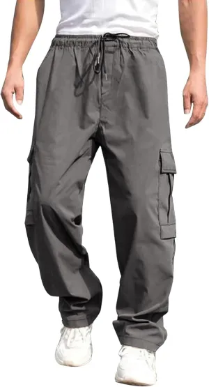 Alalaso Mens Cargo Pants,Elastic Waist Sweatpants for Men Casual Long Trousers Light Jogger Pants