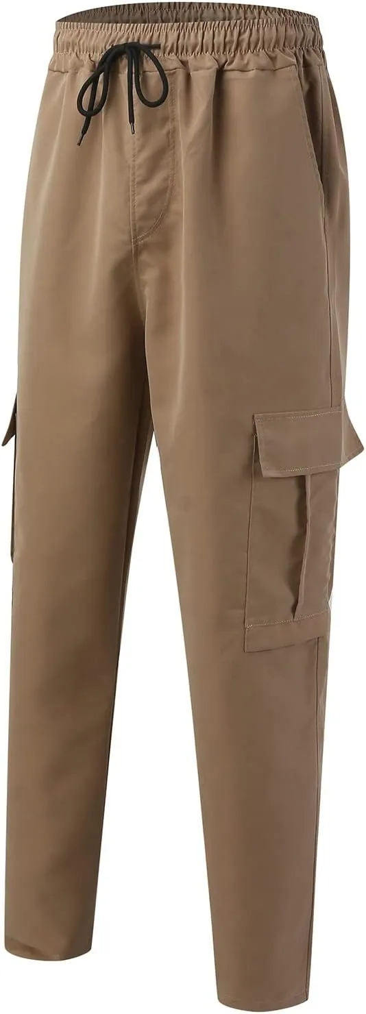 Alalaso Mens Cargo Pants,Elastic Waist Sweatpants for Men Casual Long Trousers Light Jogger Pants