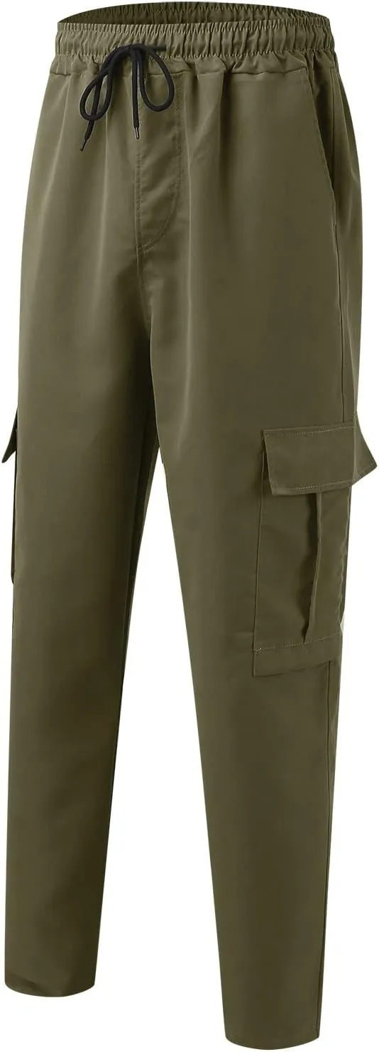 Alalaso Mens Cargo Pants,Elastic Waist Sweatpants for Men Casual Long Trousers Light Jogger Pants