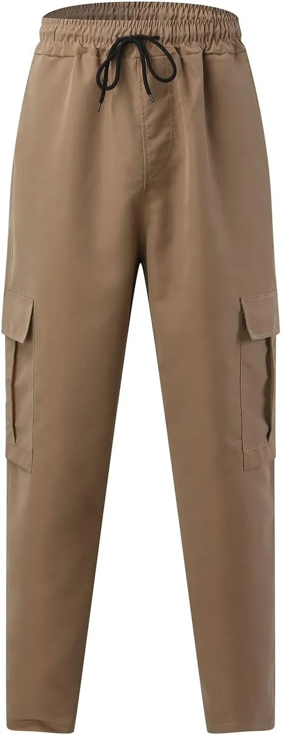 Alalaso Mens Cargo Pants,Elastic Waist Sweatpants for Men Casual Long Trousers Light Jogger Pants