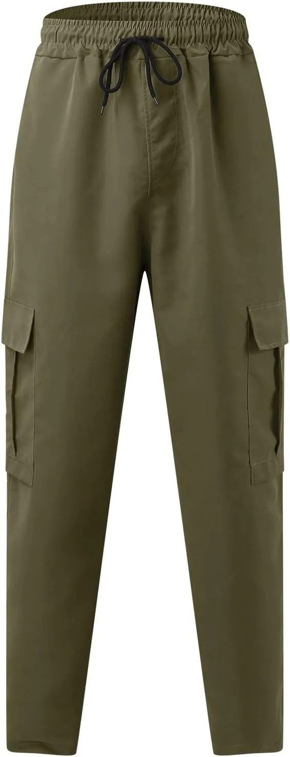 Alalaso Mens Cargo Pants,Elastic Waist Sweatpants for Men Casual Long Trousers Light Jogger Pants