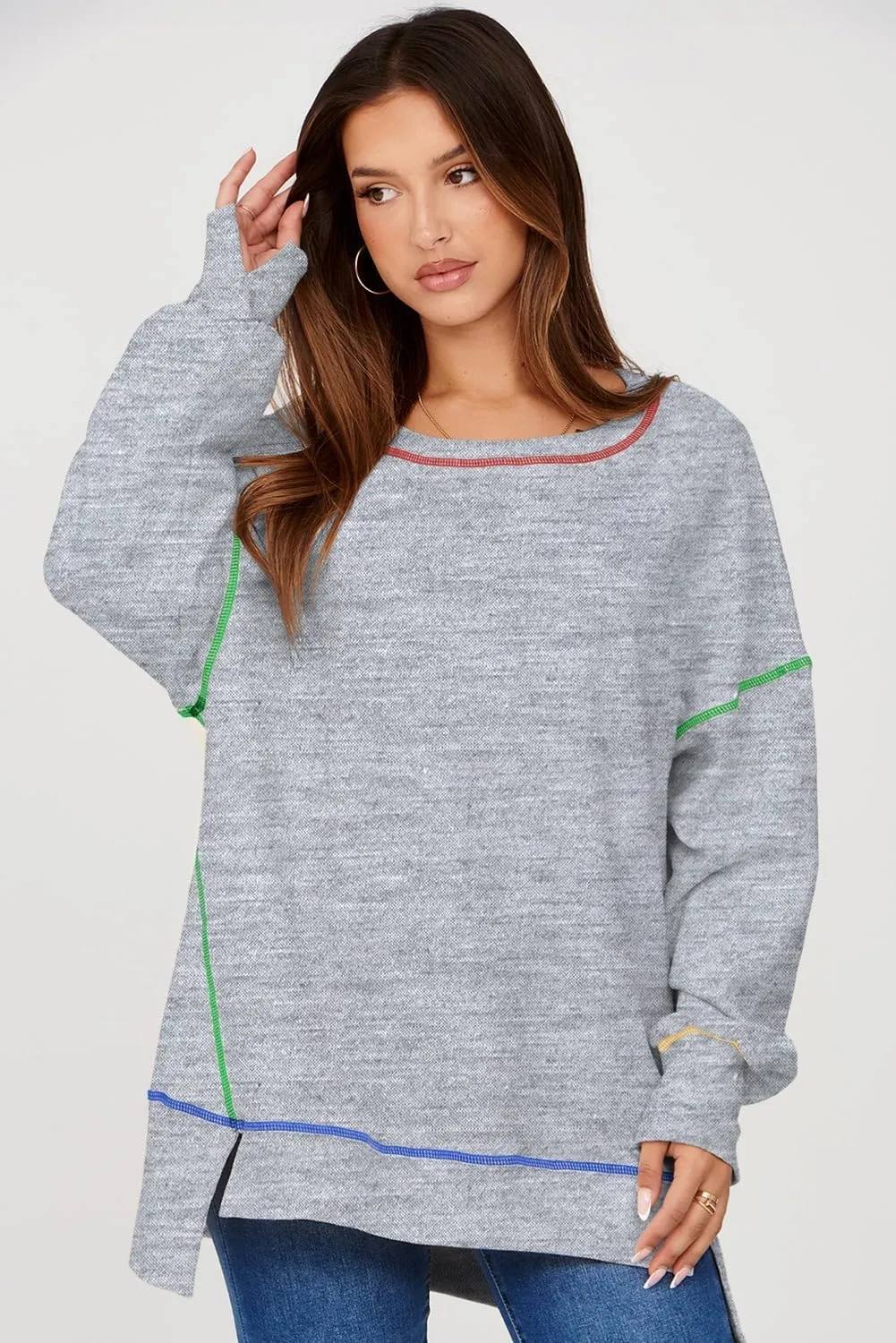 AlvaQ Women Oversized Sweatshirts 2024 Casual Crewneck Long Sleeve Pullover Tunic Tops Fall Clothes