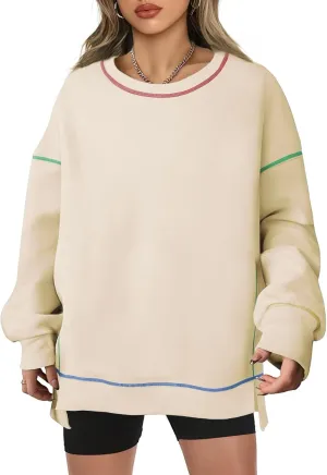 AlvaQ Women Oversized Sweatshirts 2024 Casual Crewneck Long Sleeve Pullover Tunic Tops Fall Clothes