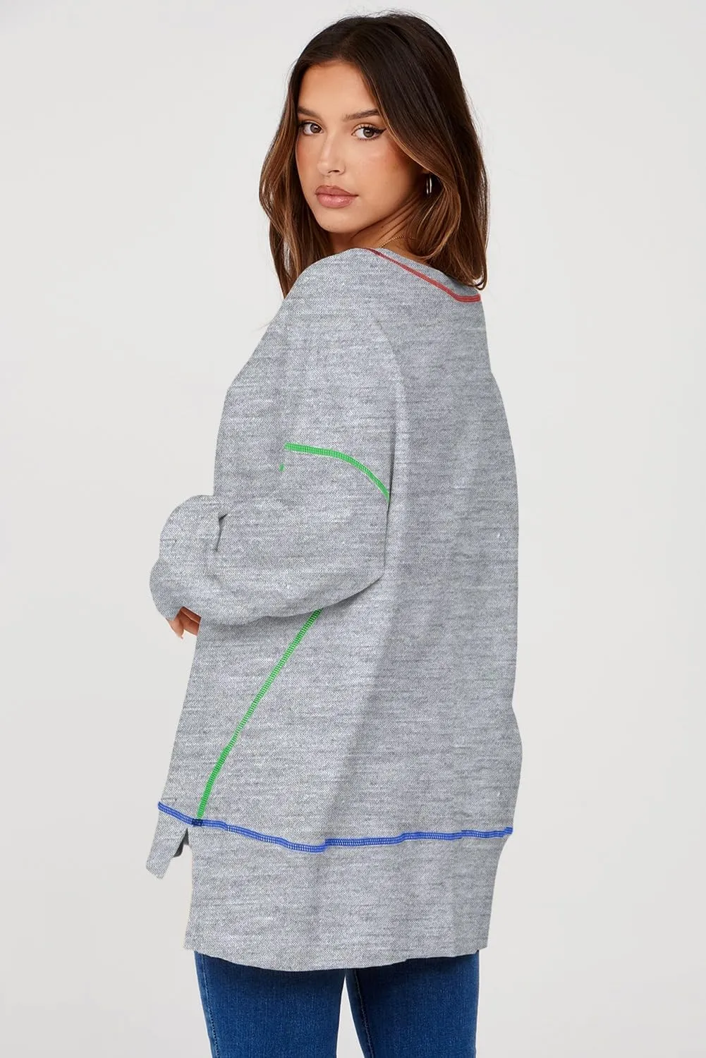 AlvaQ Women Oversized Sweatshirts 2024 Casual Crewneck Long Sleeve Pullover Tunic Tops Fall Clothes