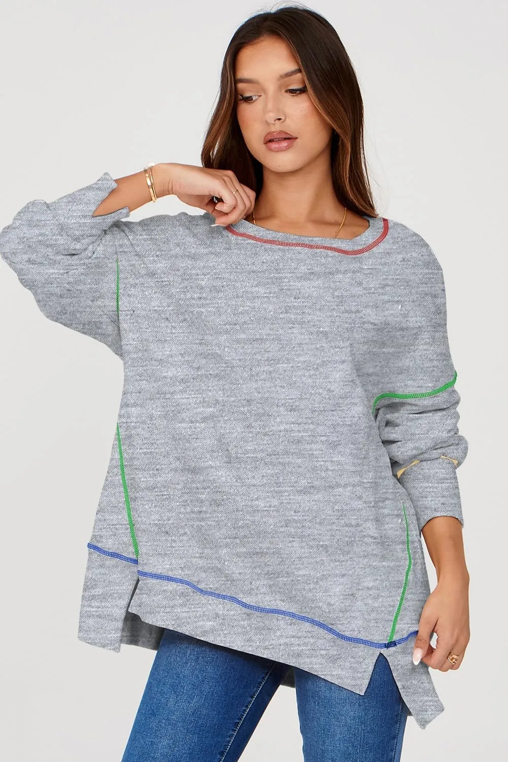 AlvaQ Women Oversized Sweatshirts 2024 Casual Crewneck Long Sleeve Pullover Tunic Tops Fall Clothes