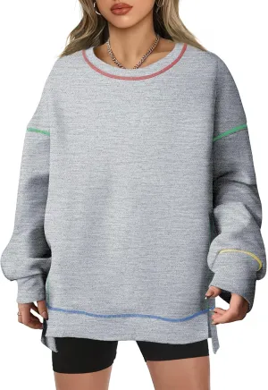 AlvaQ Women Oversized Sweatshirts 2024 Casual Crewneck Long Sleeve Pullover Tunic Tops Fall Clothes
