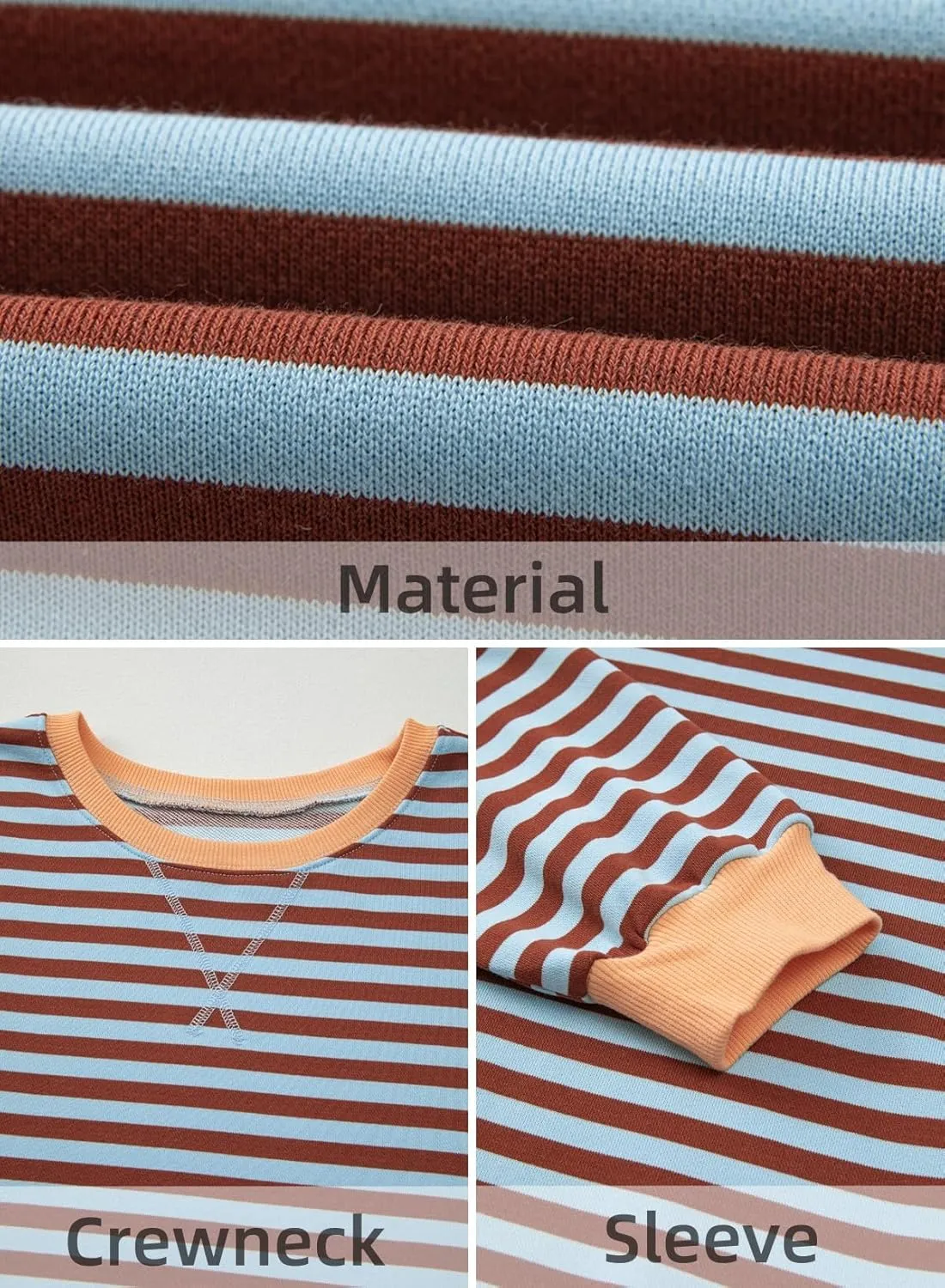 AlvaQ Womens Oversized Sweatshirt 2024 Casual Crewneck Long Sleeve Colorblock Striped Pullover Tunic Tops Outfits