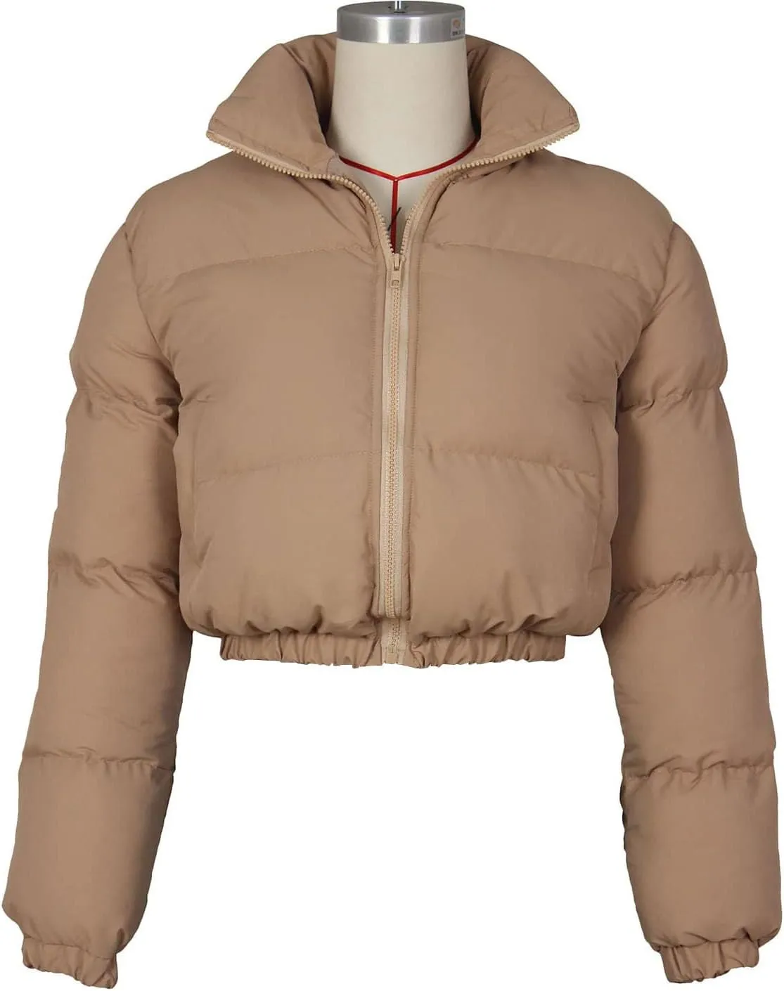 Angsuttc Puffer Jacket Womens Cropped Zip Up Padding Warm Quilted Jackets Winter Coats