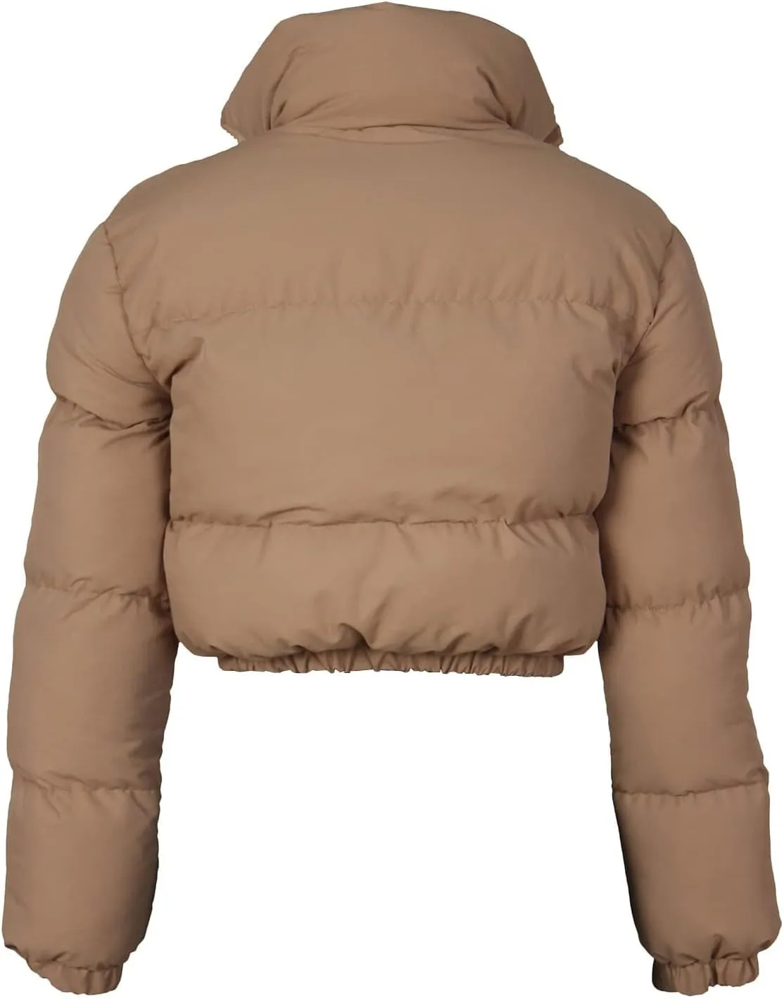 Angsuttc Puffer Jacket Womens Cropped Zip Up Padding Warm Quilted Jackets Winter Coats