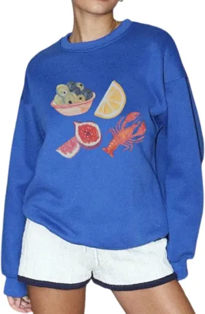 Aonoapll Women Y2k Lobster Sweatshirt Oversized Long Sleeve Graphic Pullover Top Crewneck Cute Print Hoodie