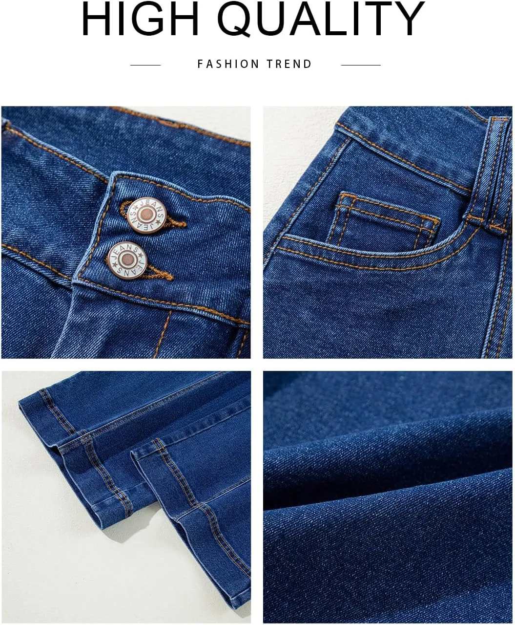 Astylish Womens High Waisted Wide Leg Jeans Cropped Straight Leg Denim Pants