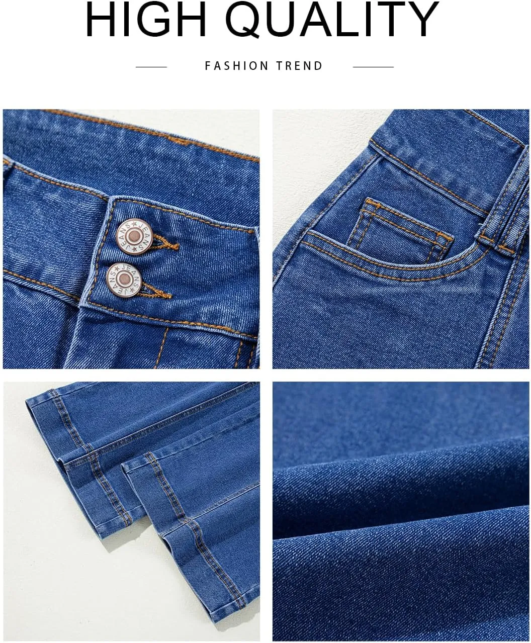 Astylish Womens High Waisted Wide Leg Jeans Cropped Straight Leg Denim Pants