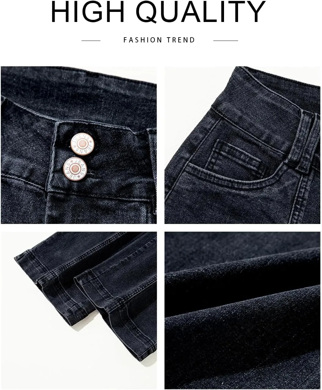 Astylish Womens High Waisted Wide Leg Jeans Cropped Straight Leg Denim Pants