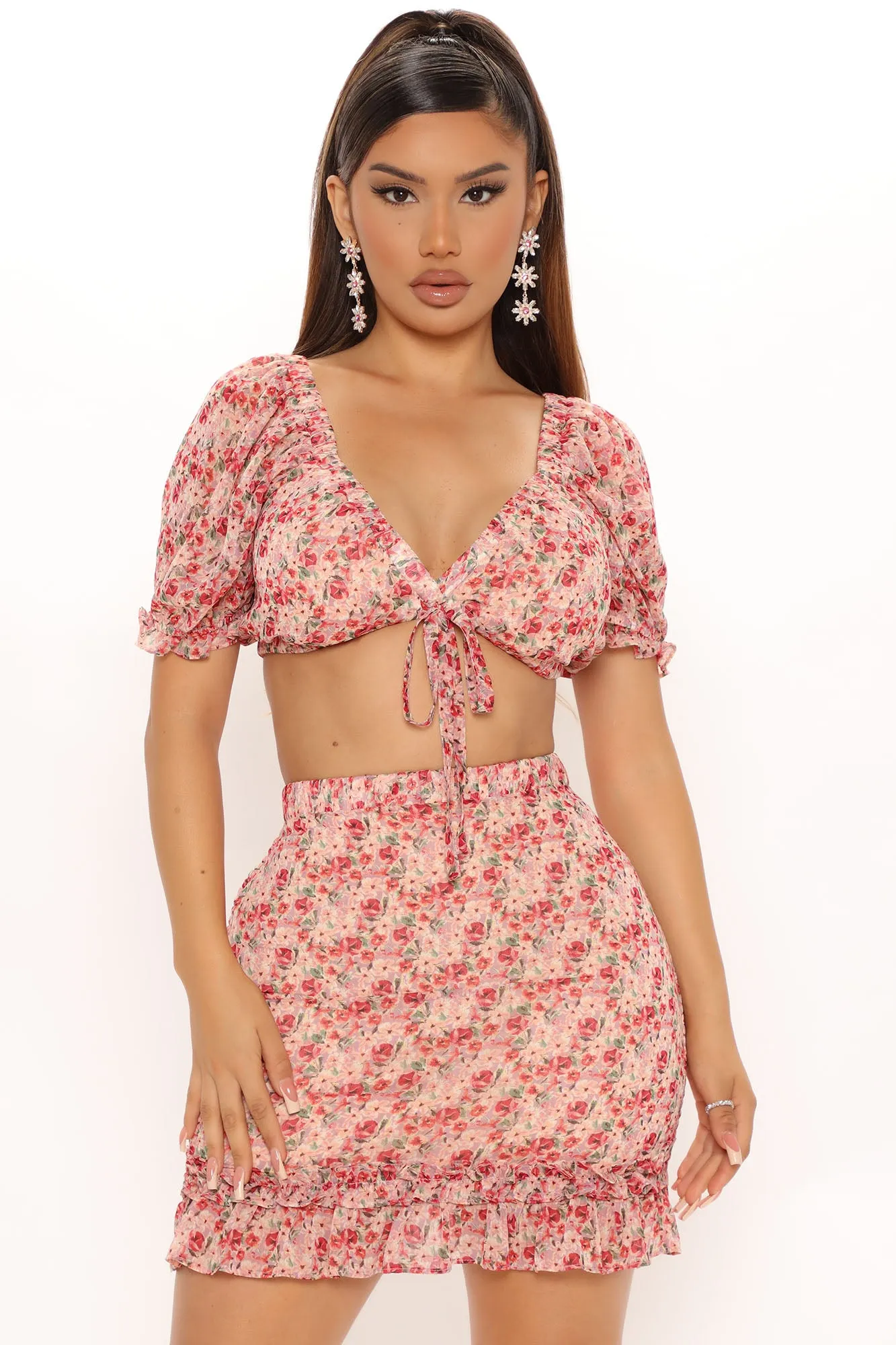 Audrey Ruffle Skirt Set - Rose