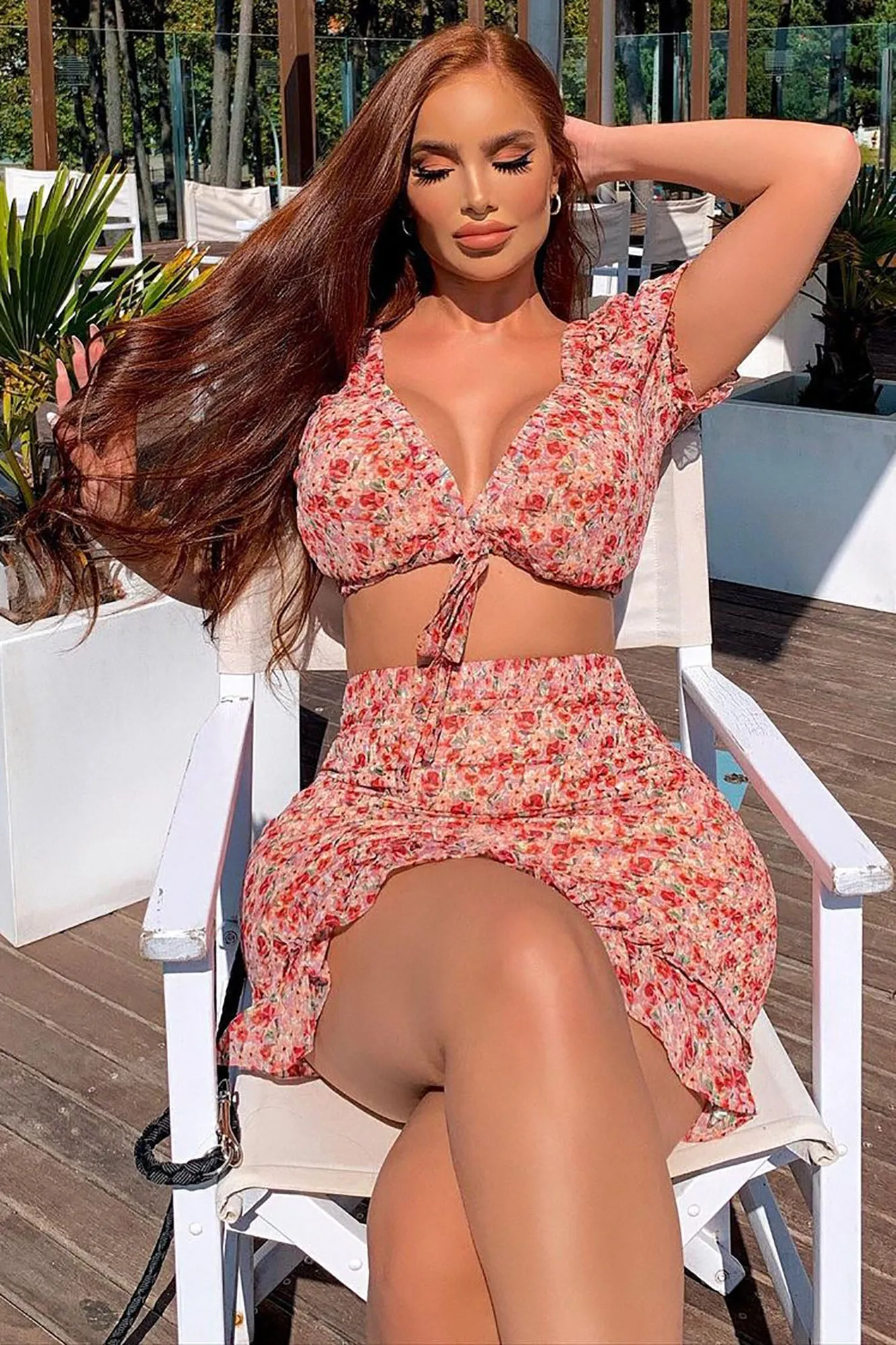 Audrey Ruffle Skirt Set - Rose