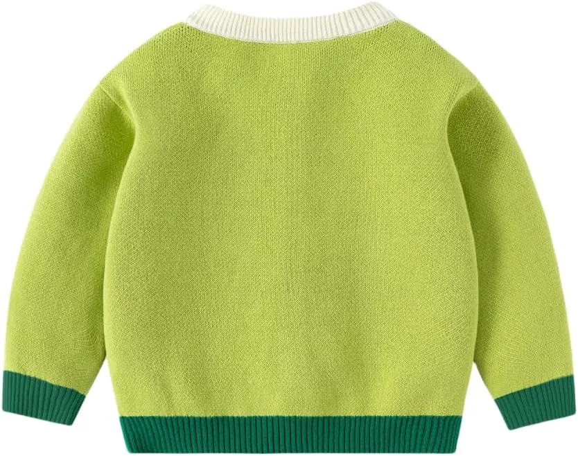 Baby Boy Girls Knit Sweater Cardigan Coat, Long Sleeved Round Neck Button Closure Tops for Toddler