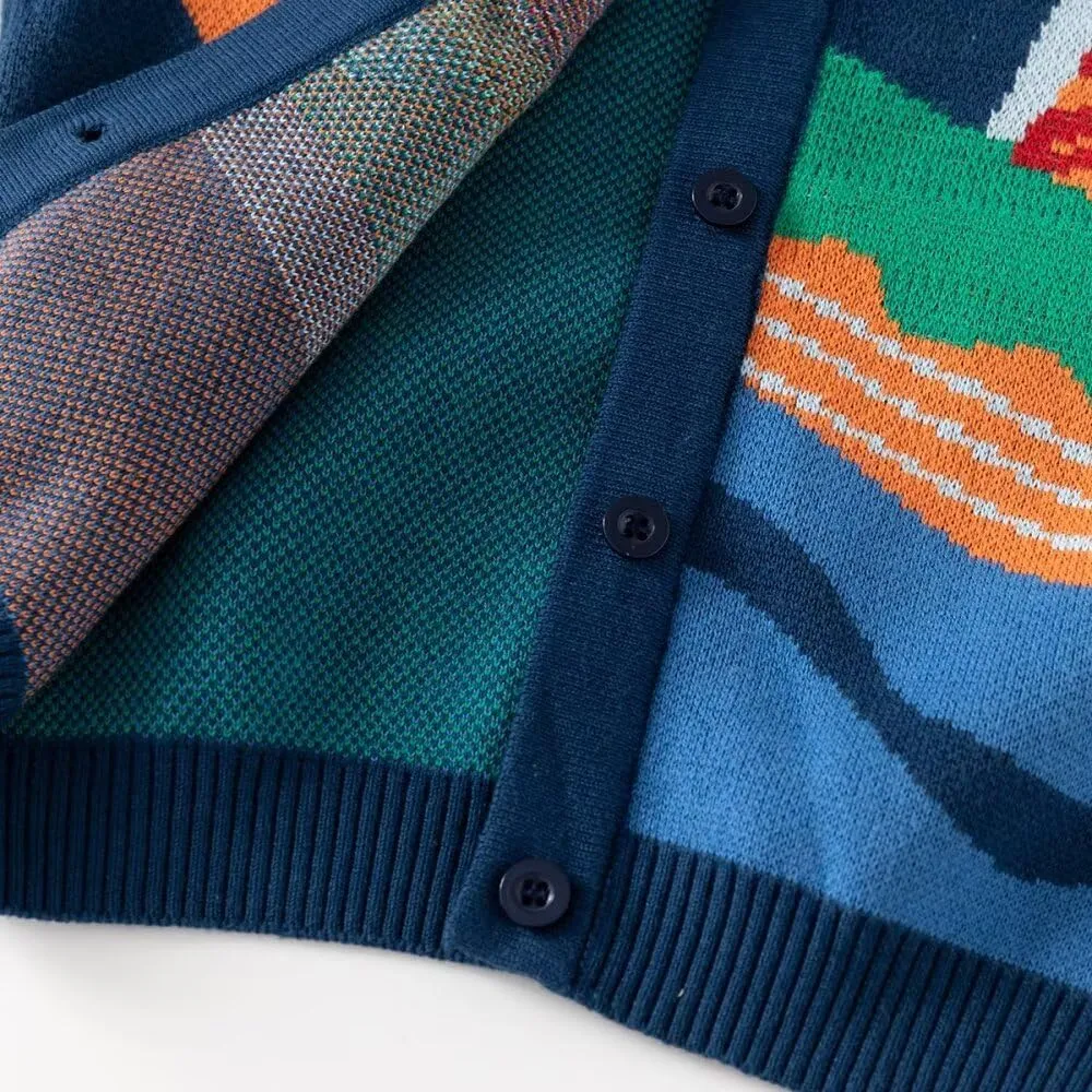Baby Boy Girls Knit Sweater Cardigan Coat, Long Sleeved Round Neck Button Closure Tops for Toddler