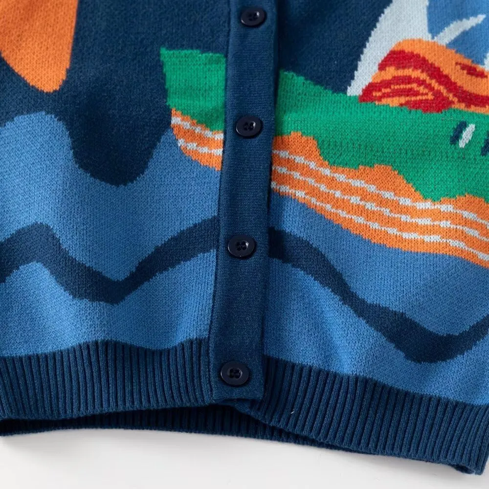 Baby Boy Girls Knit Sweater Cardigan Coat, Long Sleeved Round Neck Button Closure Tops for Toddler