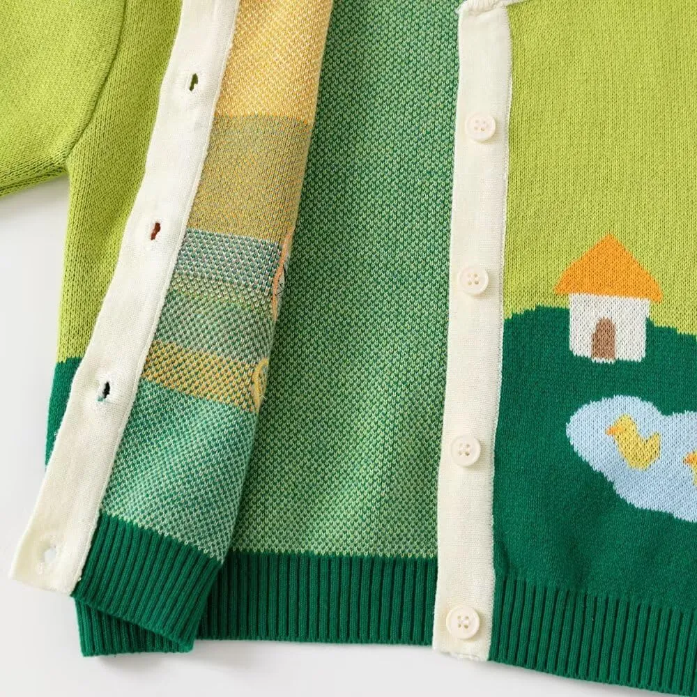 Baby Boy Girls Knit Sweater Cardigan Coat, Long Sleeved Round Neck Button Closure Tops for Toddler