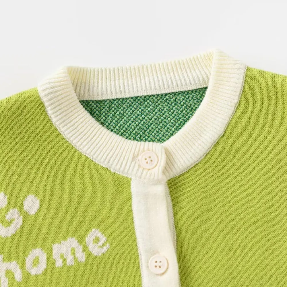 Baby Boy Girls Knit Sweater Cardigan Coat, Long Sleeved Round Neck Button Closure Tops for Toddler