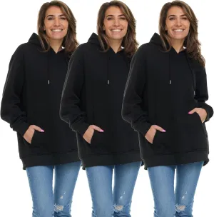 BILLIONHATS 3 Pack Womens Hoodie Oversized Sweatshirts, Cotton Blend, Bulk Womens Hoodies Bulk Sweatshirt Pack
