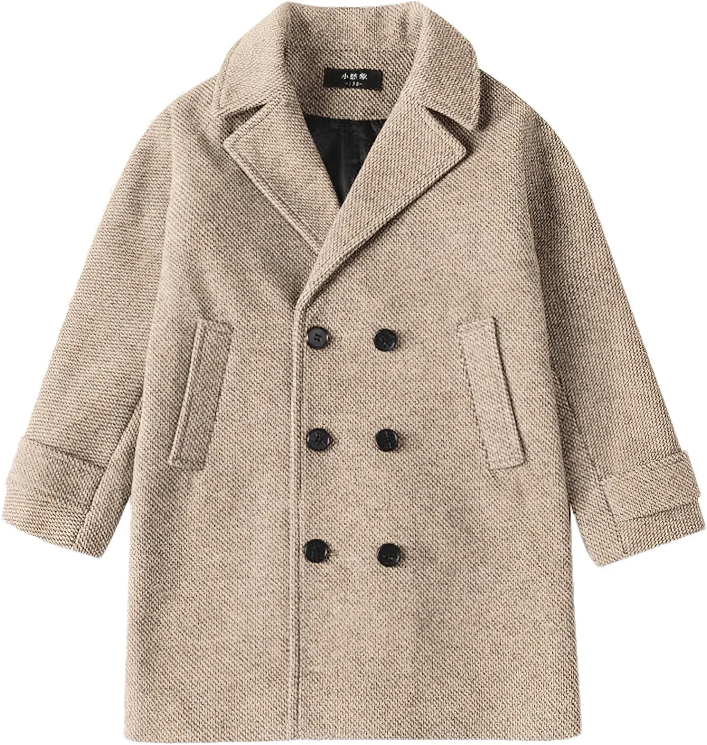 Boys Peacoat Notch Lapel Double Breasted Trench Coat Classic Winter Jacket for 3-10 Years