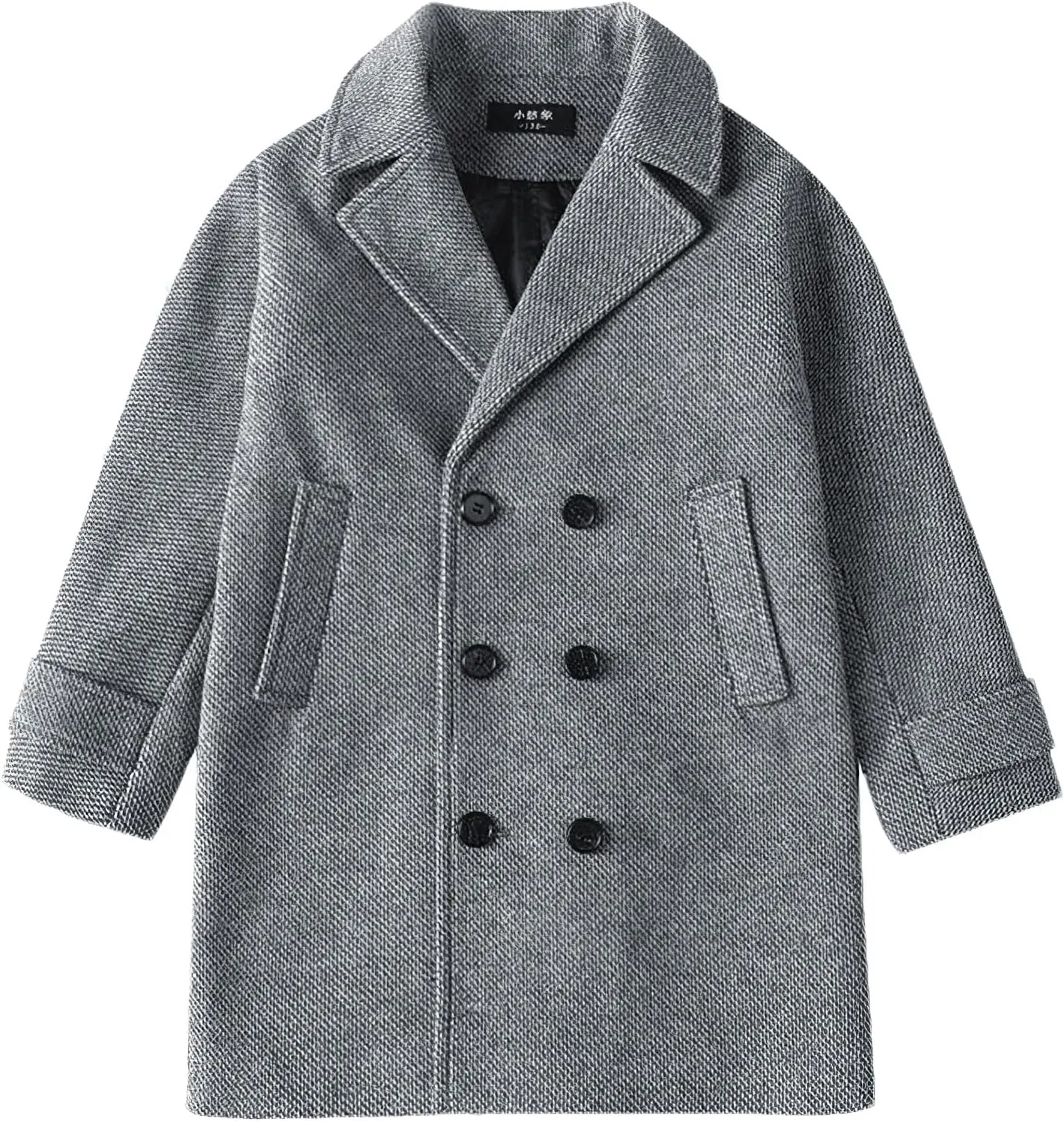 Boys Peacoat Notch Lapel Double Breasted Trench Coat Classic Winter Jacket for 3-10 Years
