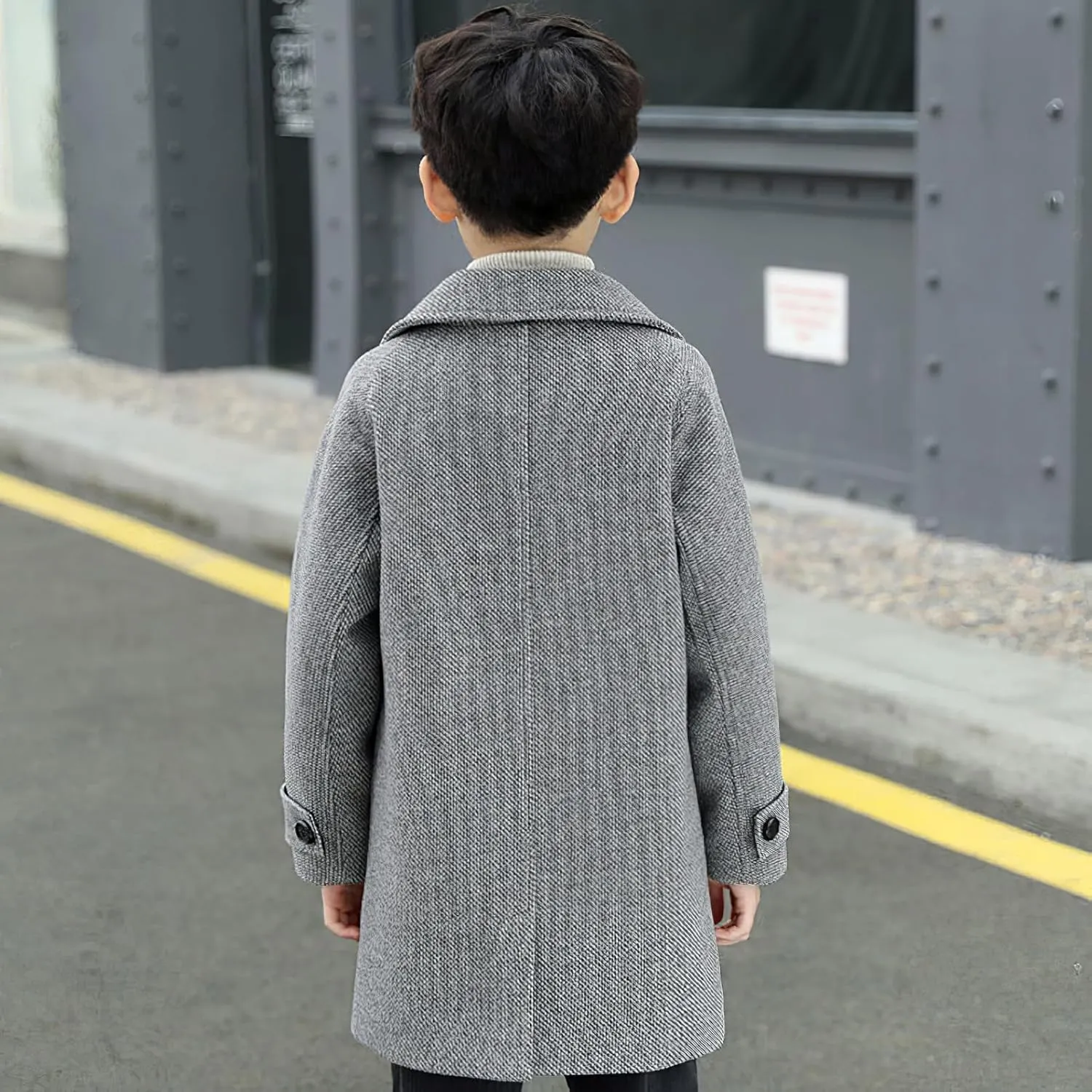 Boys Peacoat Notch Lapel Double Breasted Trench Coat Classic Winter Jacket for 3-10 Years