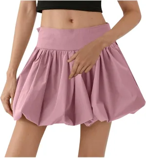 Bubble Mini Skirt Women Puffy Pleat Flare Skater Y2K Club Party Outfits