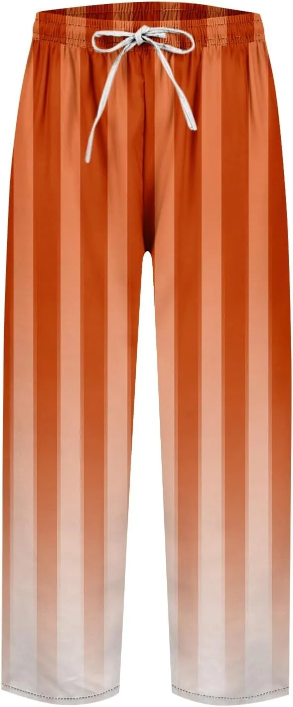 Capri Pants for Women- Flowy with Pockets Loose Casual Travel Trendy Workout Jogging Light Weight Stretch Striped