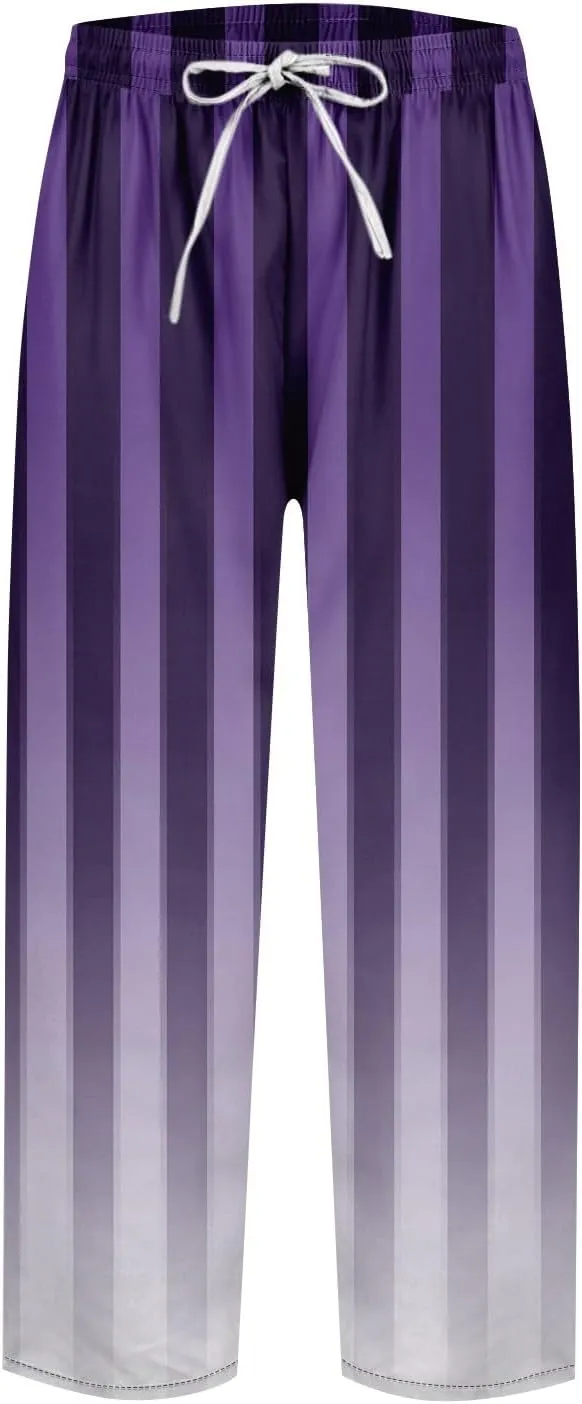 Capri Pants for Women- Flowy with Pockets Loose Casual Travel Trendy Workout Jogging Light Weight Stretch Striped