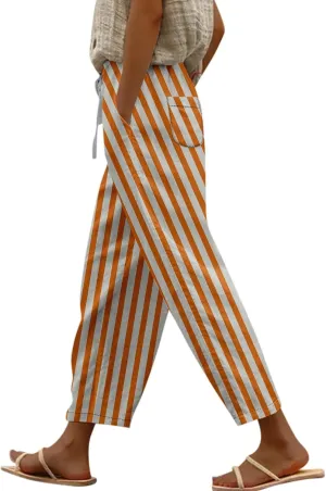 Capri Pants for Women Plus Size- Drawstring Beach Light Weight Stretch Workout Baggy Trendy Jogging Casual Travel