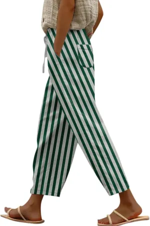 Capri Pants for Women Plus Size- Drawstring Beach Light Weight Stretch Workout Baggy Trendy Jogging Casual Travel