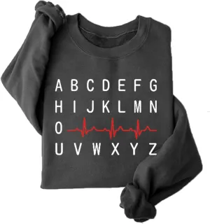 Cardiac Nurse Sweatshirt Women Registered Nurse Fleece Lined Long Sleeve Shirts Emergency Nurse Pullover Tops