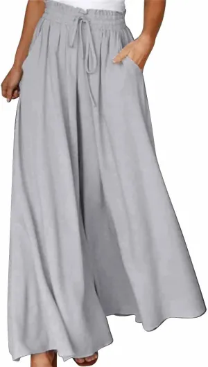 Casual Drawstring Joggers for Womens Lightweight Wide Leg Flowy Lounge Pants with Pockets Simple Stylish Cotton Linen Trouser
