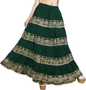 Chandrakala Flowy Long Skirt for Women A Line Casual Beach Party Holiday Maxi Skirts (S113-P)