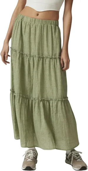 CHARTOU Women's Summer Boho Elastic High Waist Tiered Long Skirt Pleated Flowy Swing A Line Beach Maxi Skirt