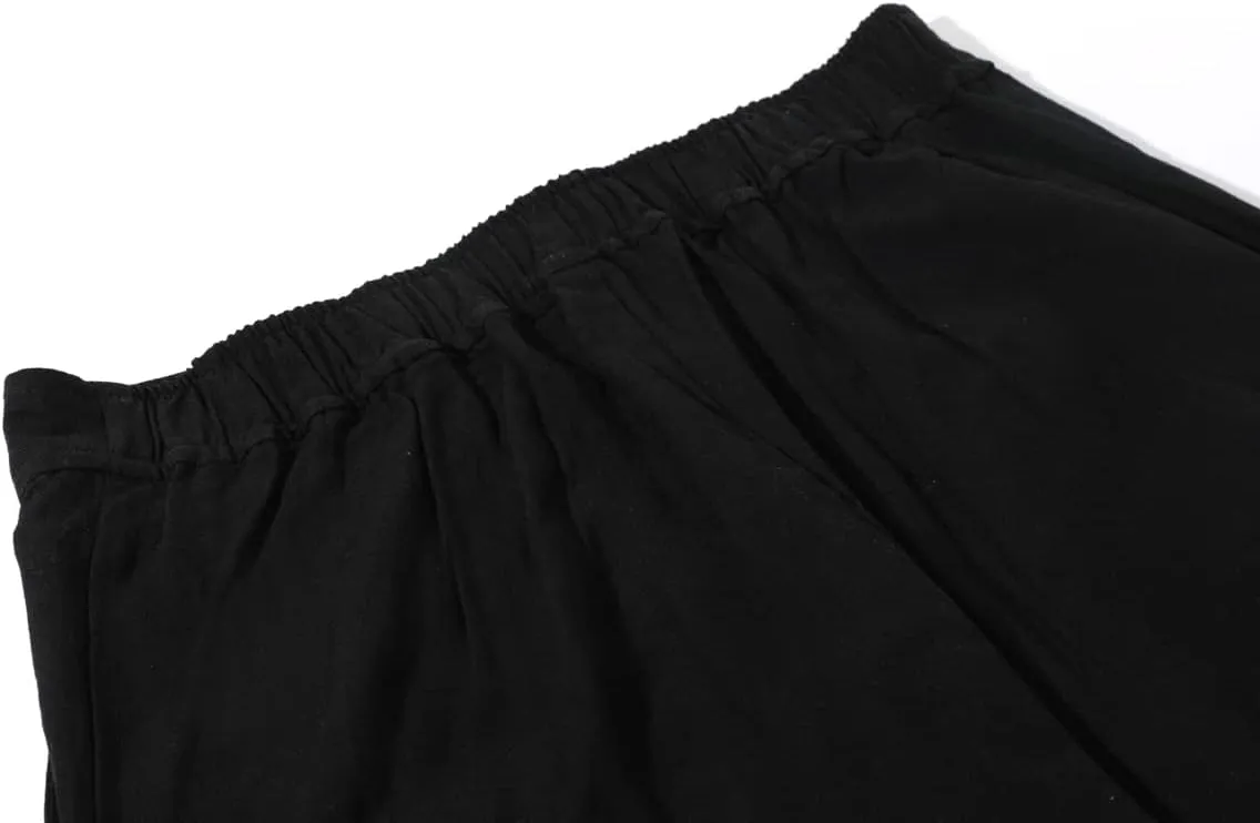 chouyatou Women's Summer High Waisted Cotton Linen Palazzo Wide Leg Casual Pants with Pockets