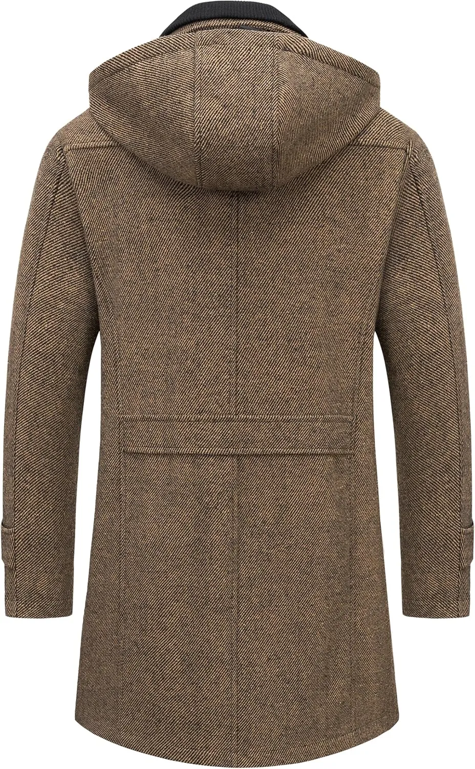 Chrisuno Men's Classic Long Pea Coat Warm Wool Blend Winter Trench Coat Single Breasted Overcoat with Detachable Collar