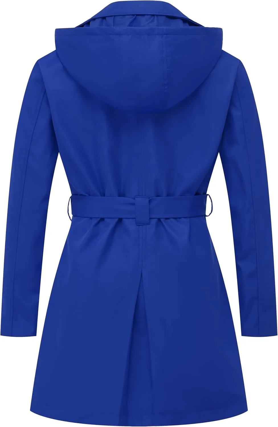 Chrisuno Women's Plus Size Double Breasted Trench Coats Mid-Length Belted Overcoat Dress Jacket with Detachable Hood