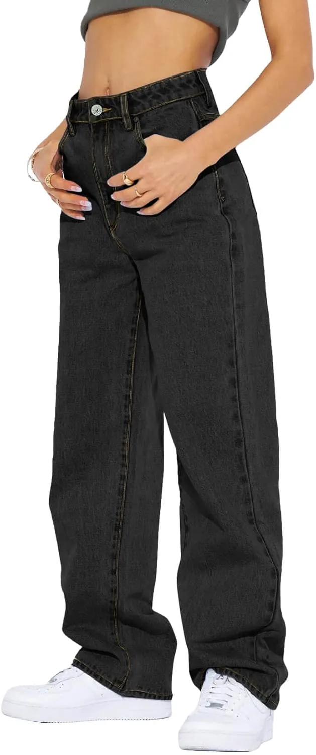 Cicy Bell Women's High Waisted Boyfriend Jeans Baggy Straight Leg Casual Denim Pants