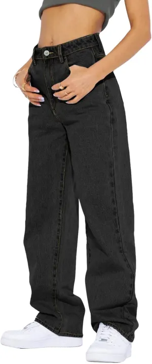 Cicy Bell Women's High Waisted Boyfriend Jeans Baggy Straight Leg Casual Denim Pants