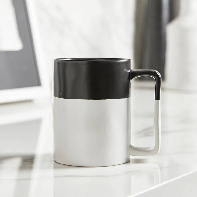 Color Block Organic Mug - Matte Black/Matte White
